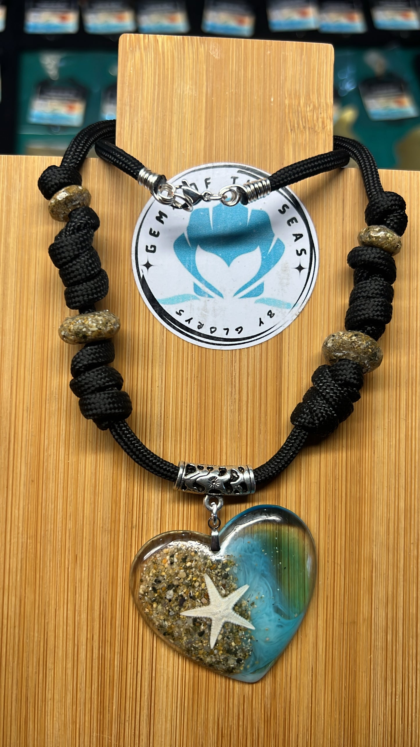 Collar Corazón Arena Efecto Olas con Estrella de Mar