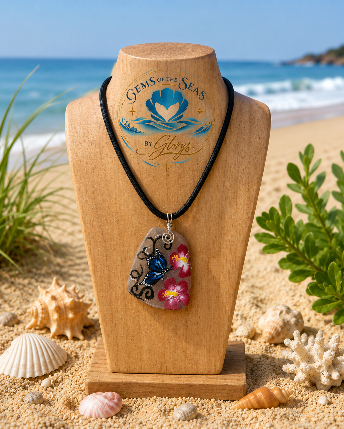 Collar Sea Glass Pintado a Mano