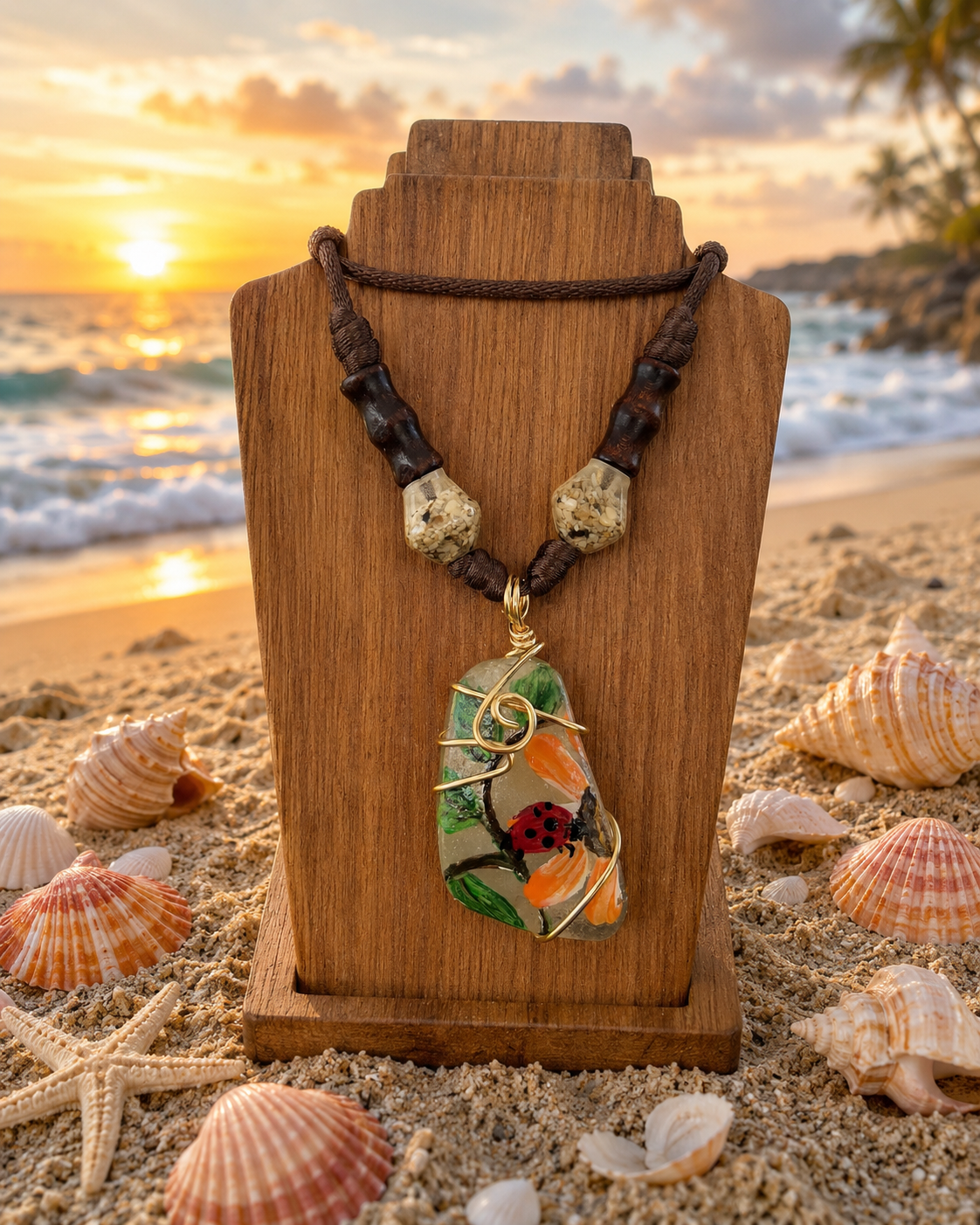Collares Sea Glass Pintados a Mano