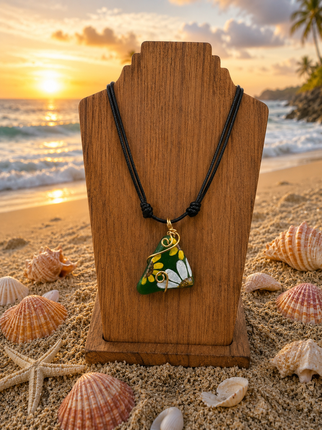Collares Sea Glass Pintados a Mano
