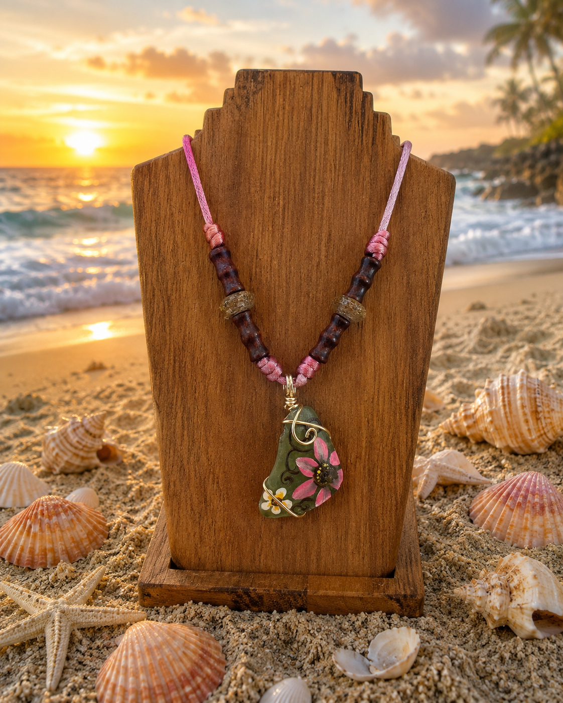 Collares Sea Glass Pintados a Mano