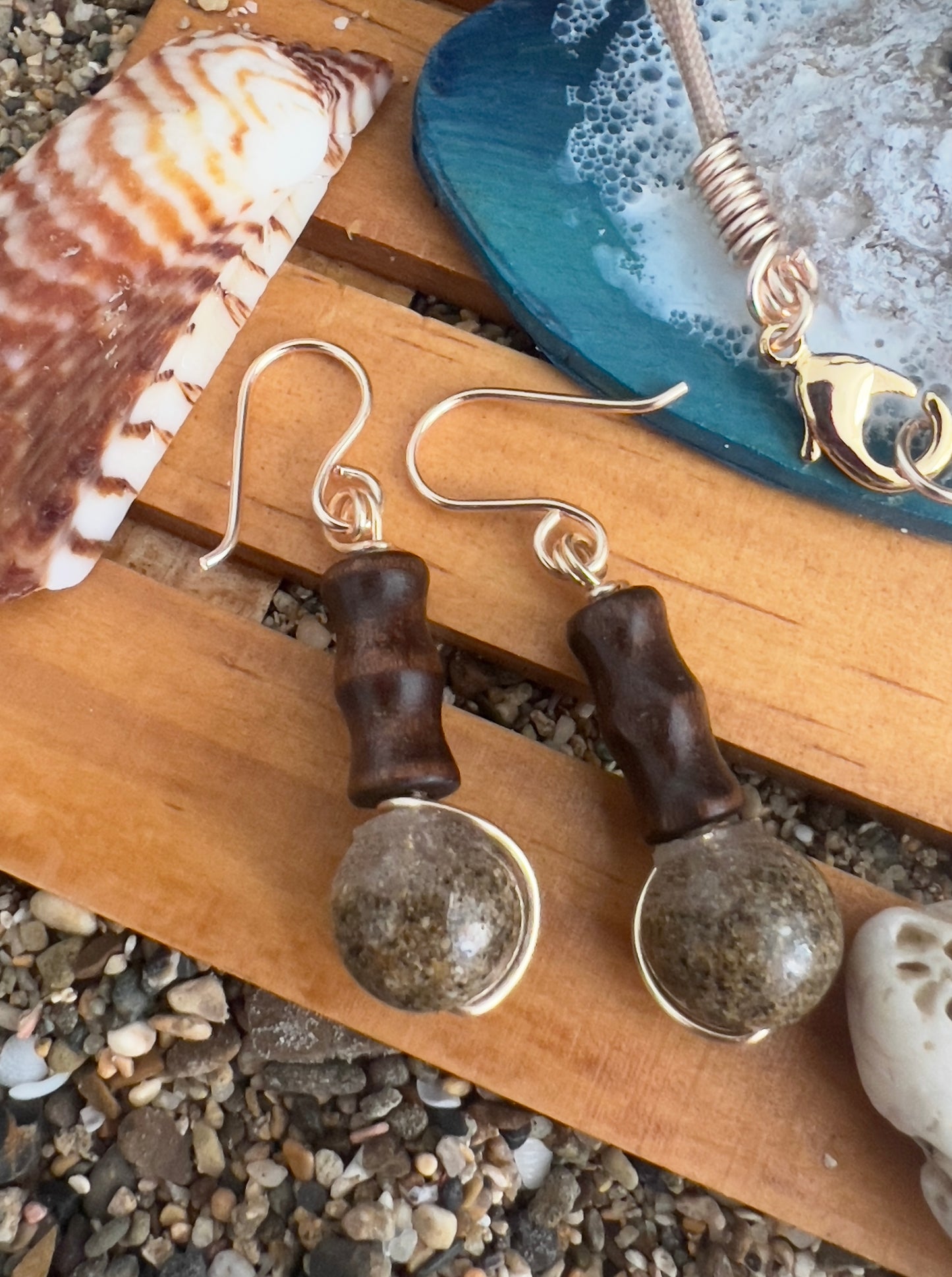 Set de Flor en Arena con Aretes